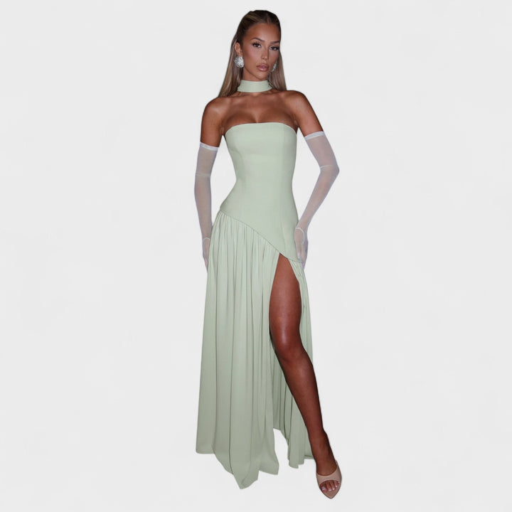 Maliyah | asymetrické střihové šaty Mentolová zelená