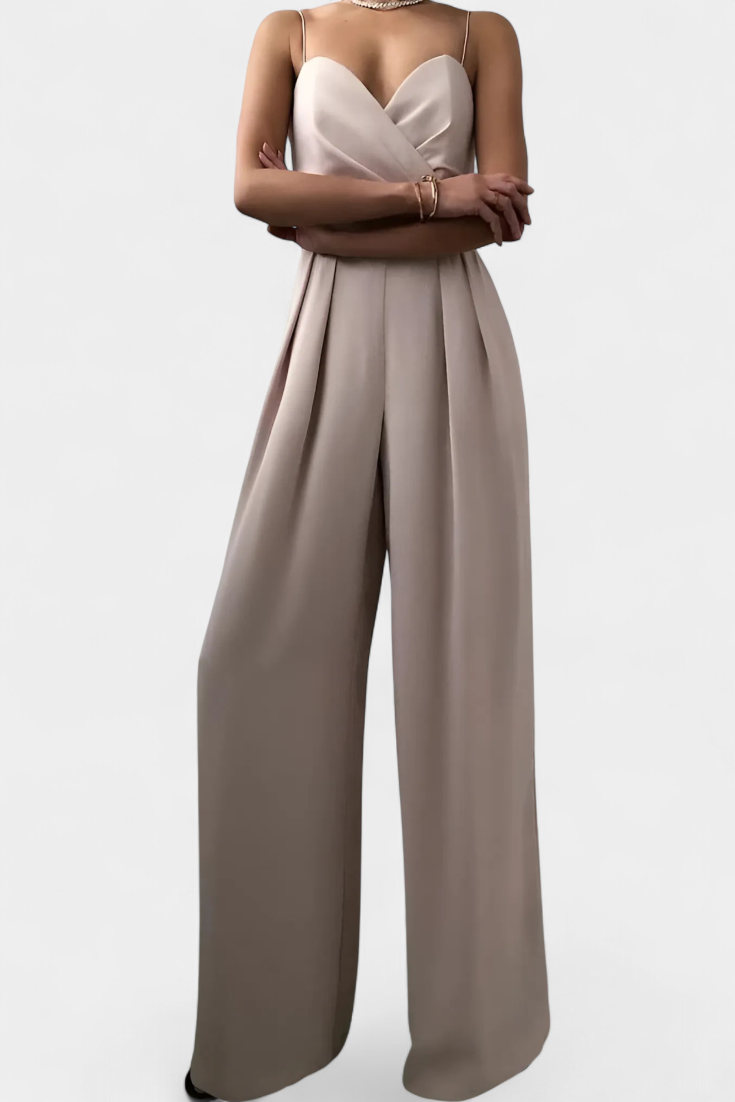 Romily | Jednobarevná sexy s elastickými ramínky a širokými nohavicemi elegantní