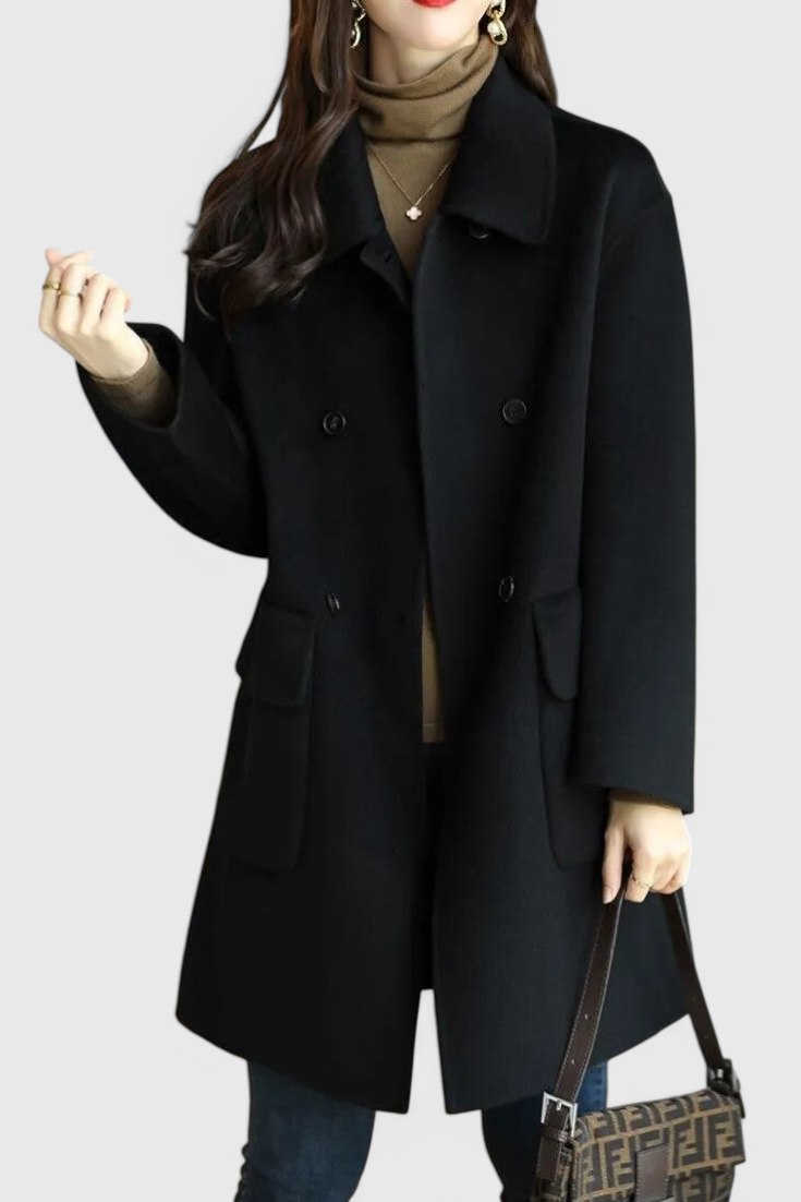 Camille | Klasický vlněný kabát s dvojitým zapínáním