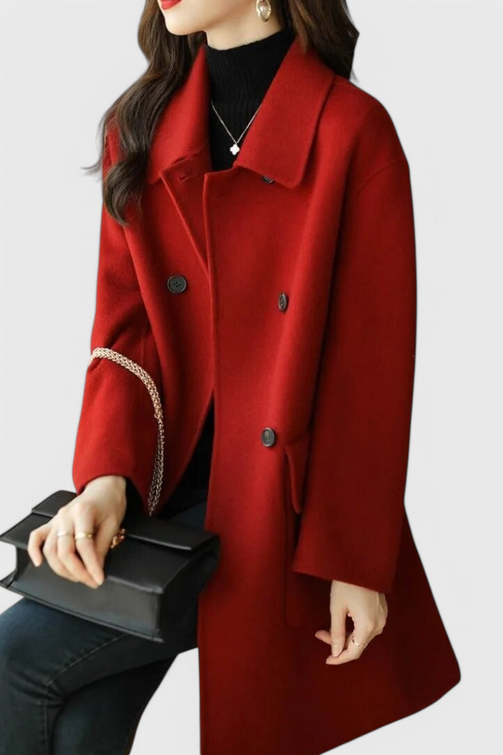 Camille | Klasický vlněný kabát s dvojitým zapínáním