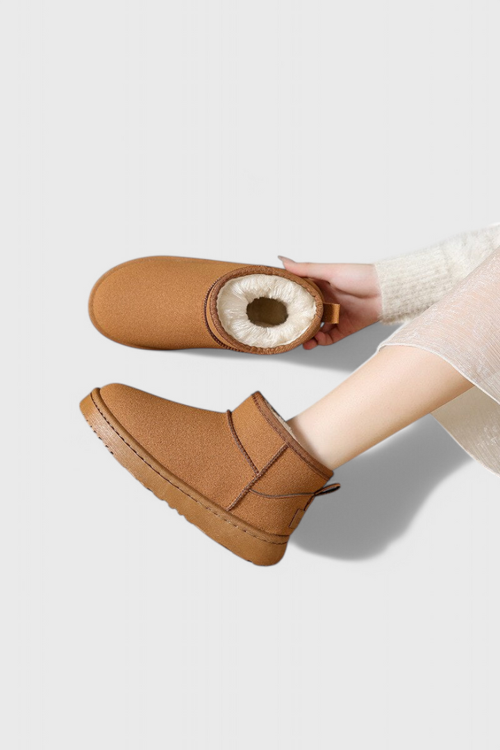 Serena | Nízké kožené boty vyložení ovčí kožešinou